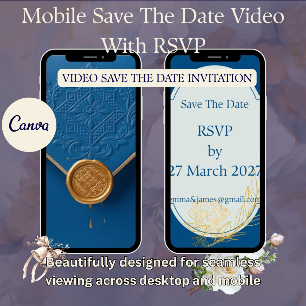 Luxury dark teal and gold save the date video template