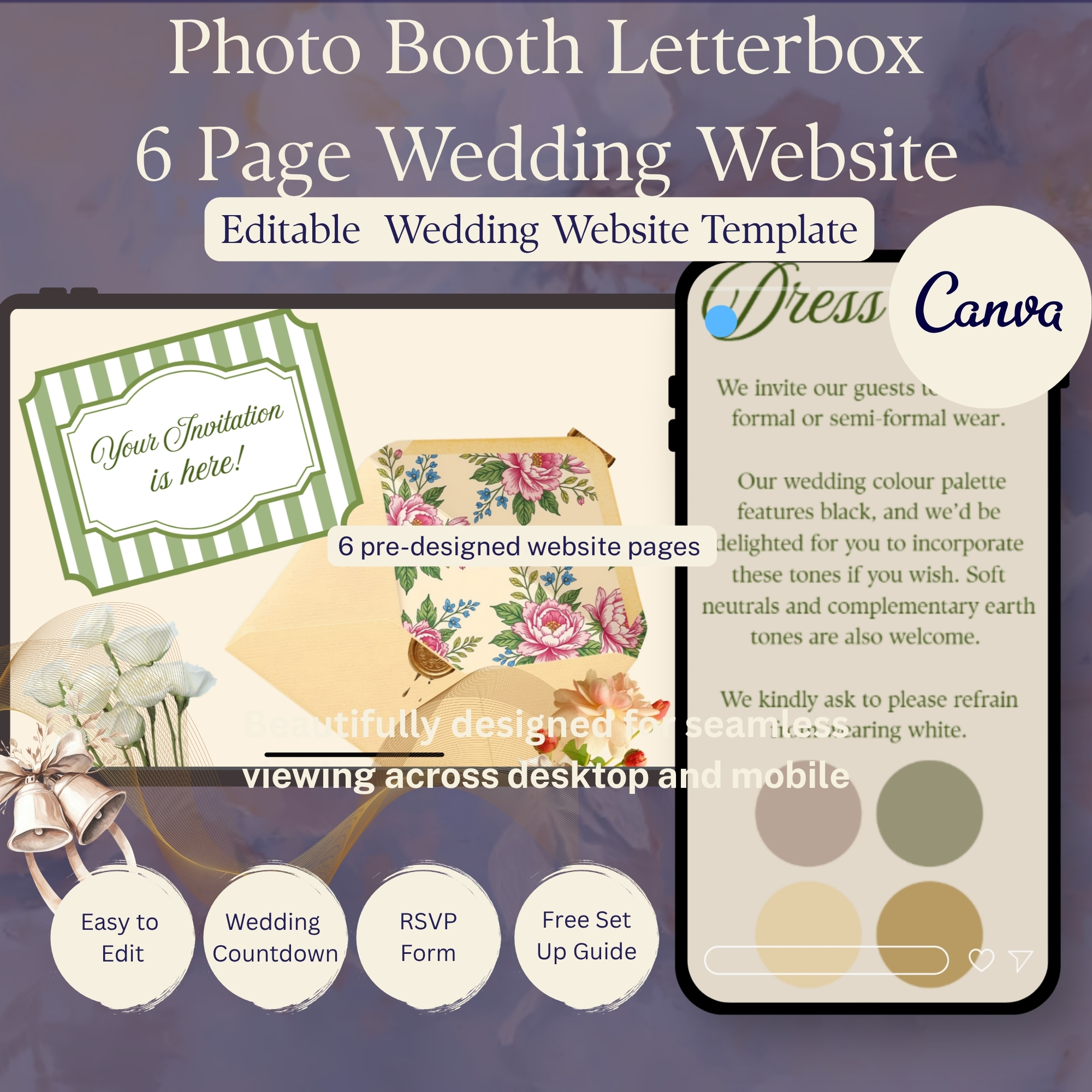 La Salvia Al Sole butter yellow and sage wedding website with letterbox photo reveal and countdown timer